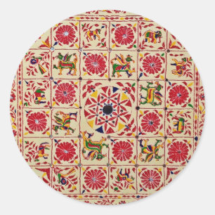India hand-sketched pattern classic round sticker