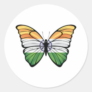 India Hypolimnas Butterfly Classic Round Sticker