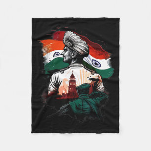 India Independence Day 15 August 1947 Indian Flag Fleece Blanket