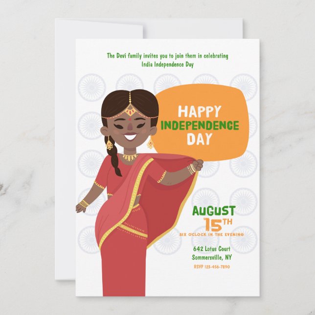 India Independence Day Party Invitation (Front)