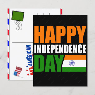 India Independence Day Tricolor Celebration Design Holiday Postcard