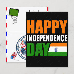 India Independence Day Tricolor Celebration Design Holiday Postcard