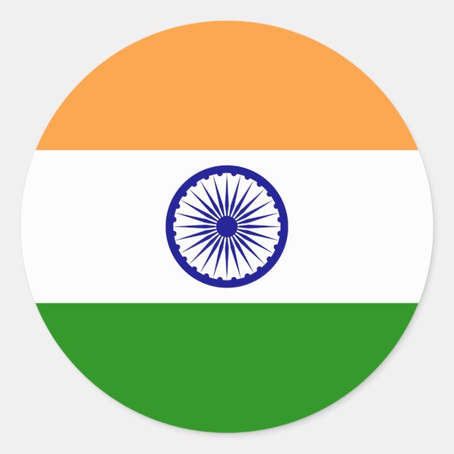 India (Indian) Flag Classic Round Sticker (Front)