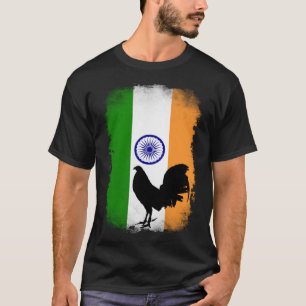 India Indian flag game fowl rooster gallero gamefo T-Shirt