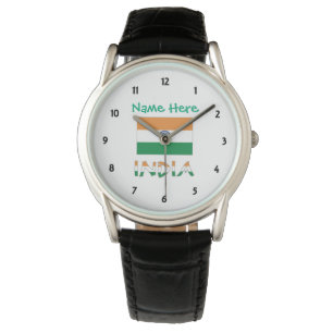 India Indian Flag Green Personalised  Watch