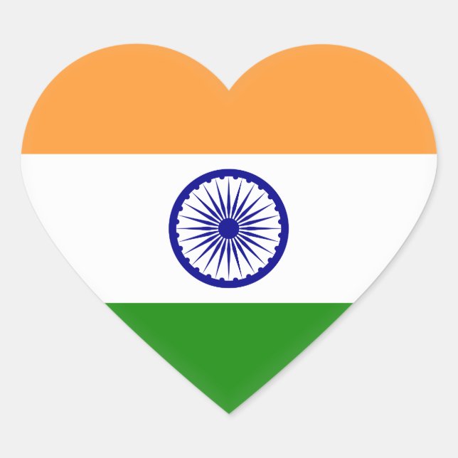 India (Indian) Flag Heart Sticker (Front)