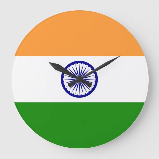 India (Indian) Flag Large Clock (Front)