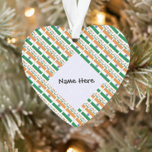 India Indian Flag Tiled Personalised Name  Ornament