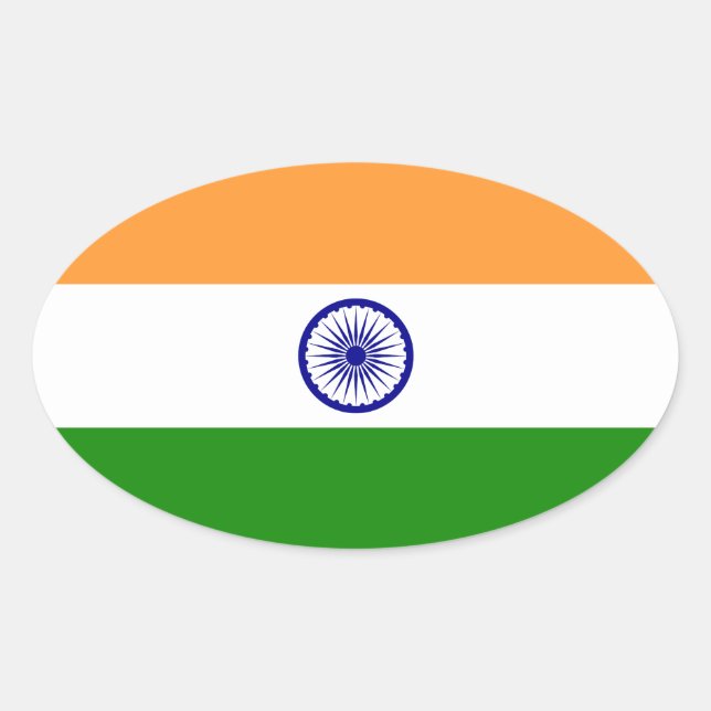 India – Indian National Flag Oval Sticker (Front)