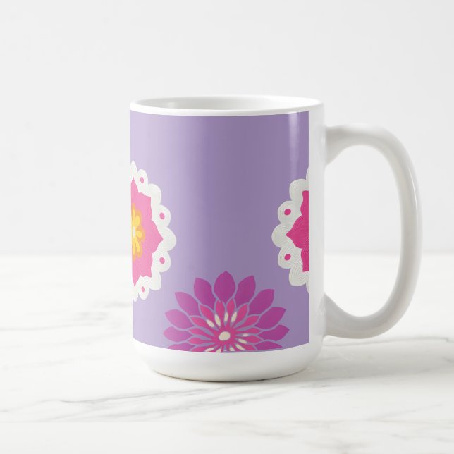 india inspired pink and purple pastel mandala  coffee mug (Right)