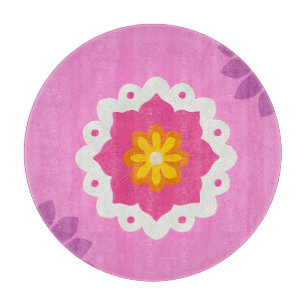 india inspired pink and purple pastel mandala cutting board