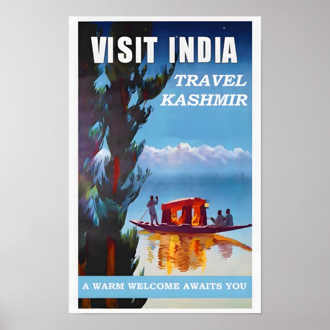 India-Kashmir Vintage Travel Poster (Front)
