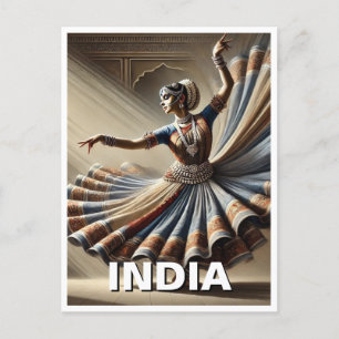 India Kathak Dancer Travel Postcard