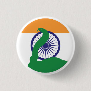India King cobra Snake Indian National Animal Flag 3 Cm Round Badge