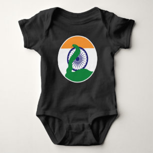 India King cobra Snake Indian National Animal Flag Baby Bodysuit