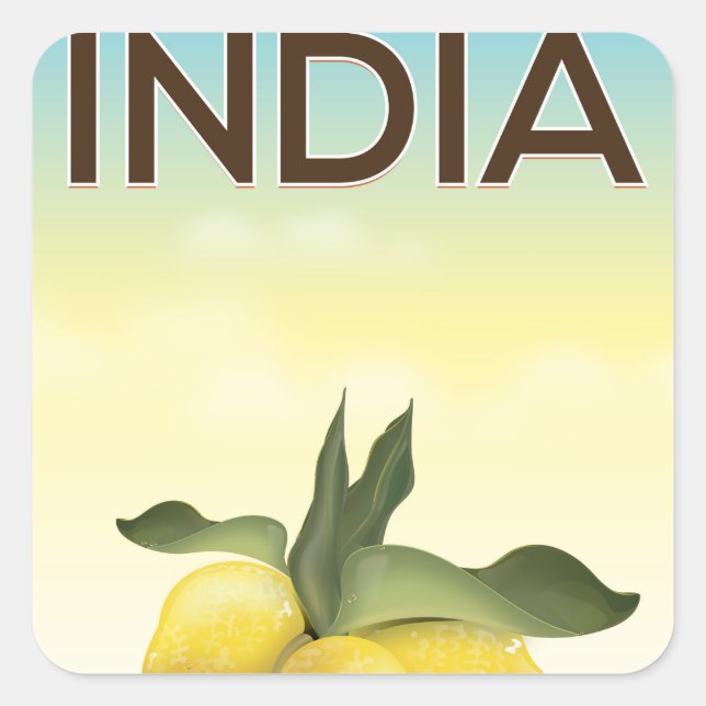 India Lemon travel poster Square Sticker (Front)