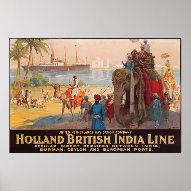 India line, landlord on elephant by the water poster (Front)