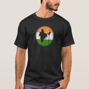 India Map Vintage Indian Flag T-Shirt