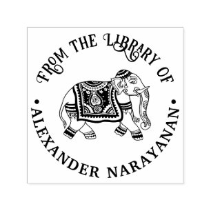 India Mehndi Elephant Name Library Book Name  Self-inking Stamp