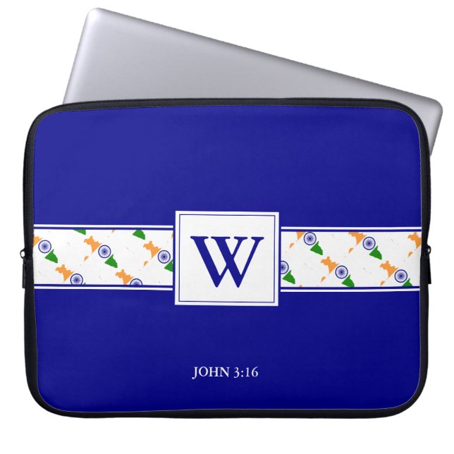 INDIA Monogram Christian Bible Laptop Sleeve (Front)