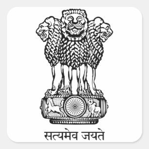 India National Emblem Square Sticker