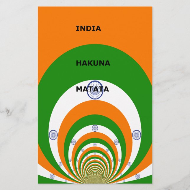 India National Flag Colours Design. Hakuna Matata (Front)