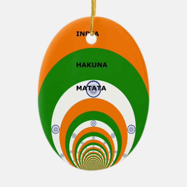 India National Flag Colours Design. Hakuna Matata Ceramic Ornament (Front)