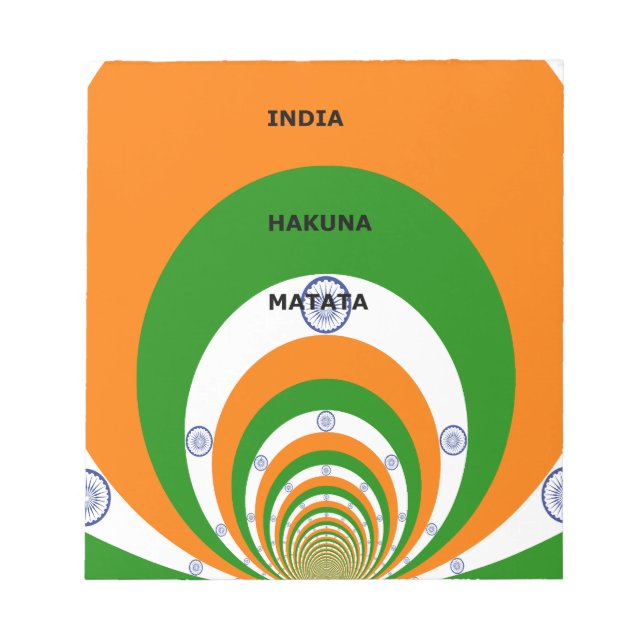 India National Flag Colours Design. Hakuna Matata Notepad (Front)