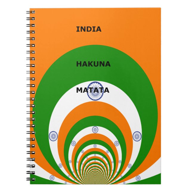 India National Flag Colours Design with "Hakuna Ma Notebook (Front)
