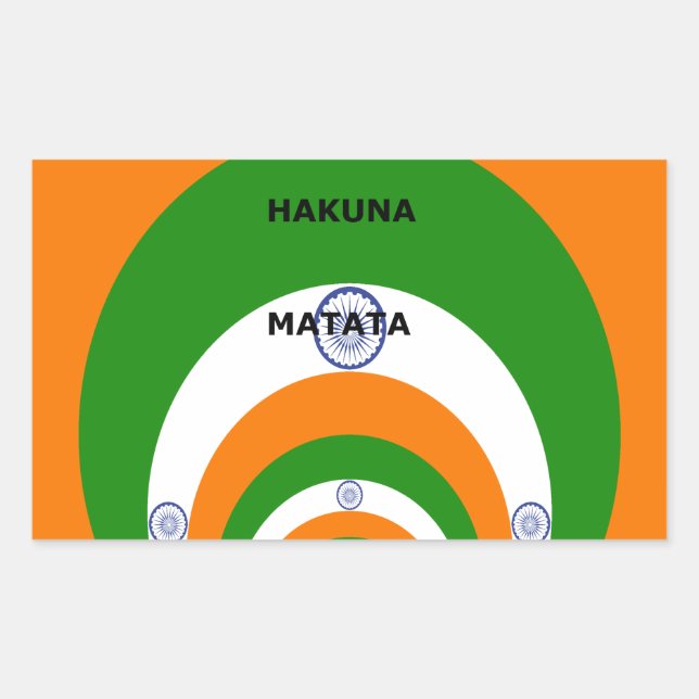 India National Flag Colours Design with "Hakuna Ma Rectangular Sticker (Front)