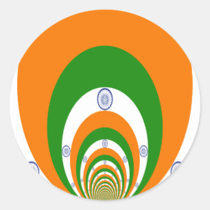 India National Flag Colours Kaleidoscope Classic Round Sticker