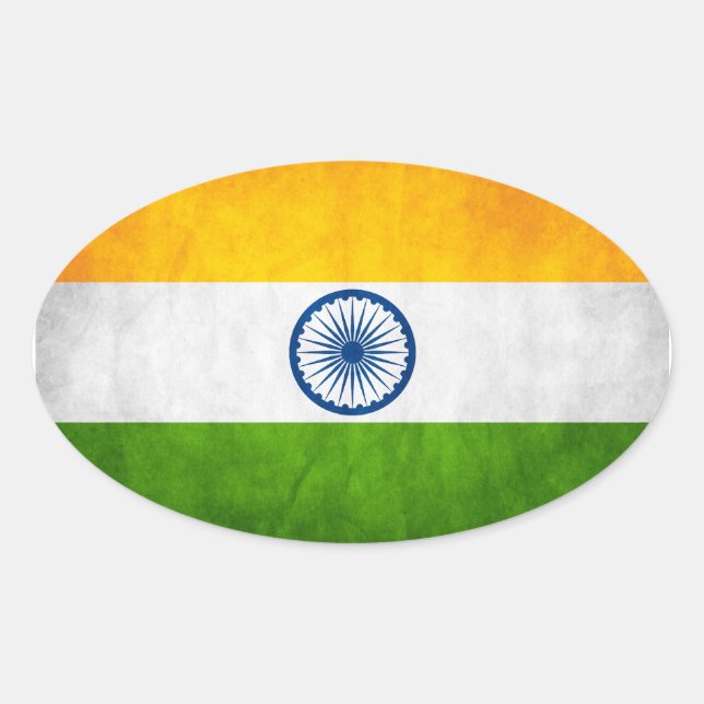 India National Flag Oval Sticker (Front)