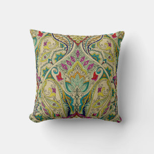 India paisley pattern, bohemian border. cushion