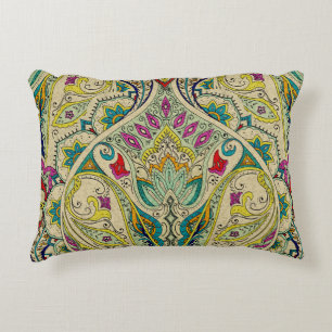 India paisley pattern, bohemian border. decorative cushion