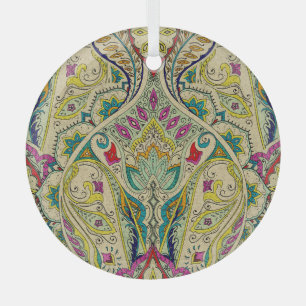 India paisley pattern, bohemian border. glass tree decoration
