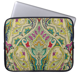 India paisley pattern, bohemian border. laptop sleeve