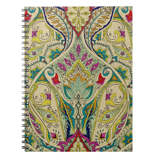 India paisley pattern, bohemian border. notebook (Front)