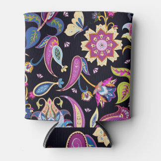 India Paisley Seamless Floral Ornament Can Cooler