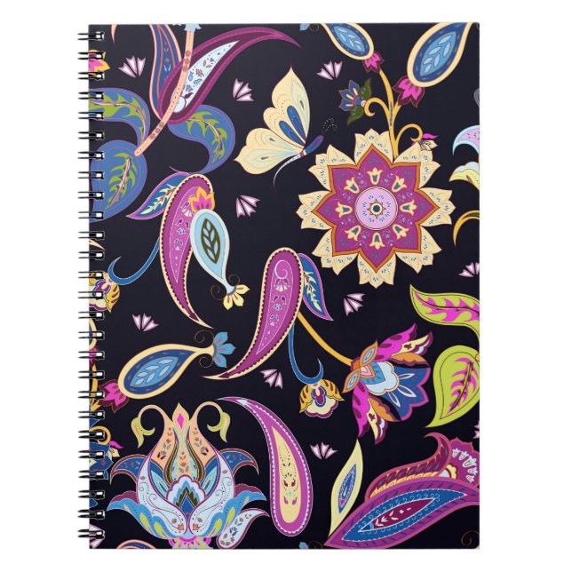 India Paisley Seamless Floral Ornament Notebook (Front)