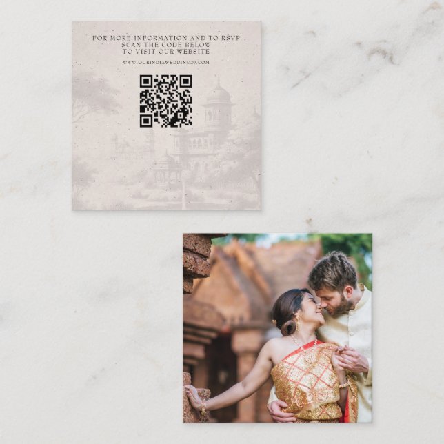India Passport Wedding QR Enclosure Card (Front/Back)