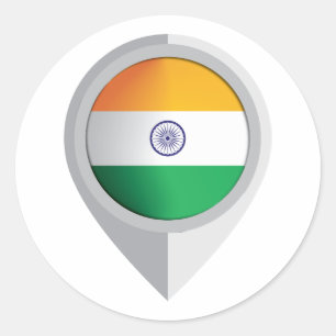 India Pin Location Flag Classic Round Sticker