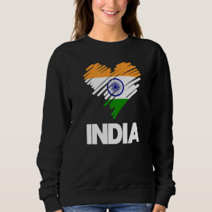 India Proud Flag Day Hindi Indian Heart Love Hindu Sweatshirt