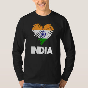 India Proud Flag Day Hindi Indian Heart Love Hindu T-Shirt