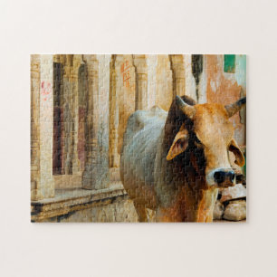 India Rajastan Sacred Cow Jigsaw Puzzle