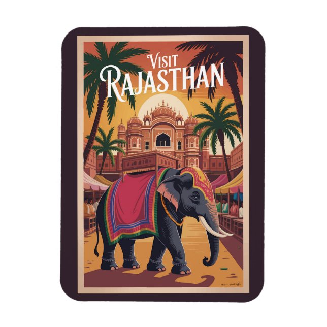 India Rajasthan Illustration Travel Art Vintage Magnet (Vertical)