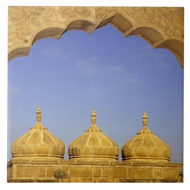 India, Rajasthan, Jaisalmer. Sandstone domes Ceramic Tile (Front)