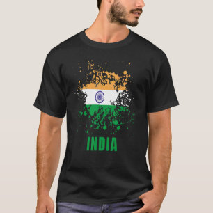 India Retro Vintage Watercolors Sport Indian Flag T-Shirt