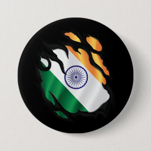 India Ripped Flag 7.5 Cm Round Badge