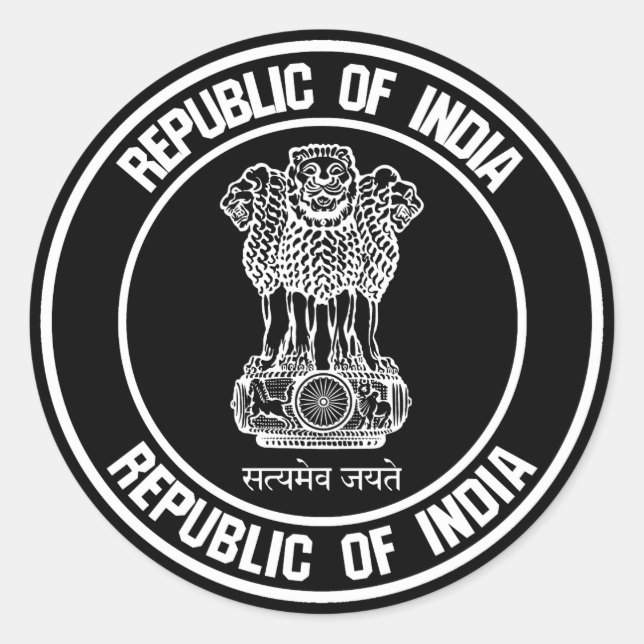India Round Emblem Classic Round Sticker (Front)