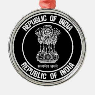 India Round Emblem Metal Ornament